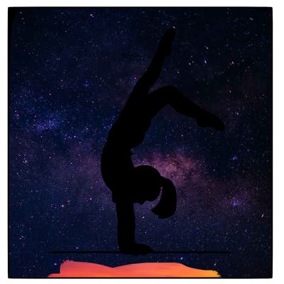 gymnastics doing a handstand also a girl