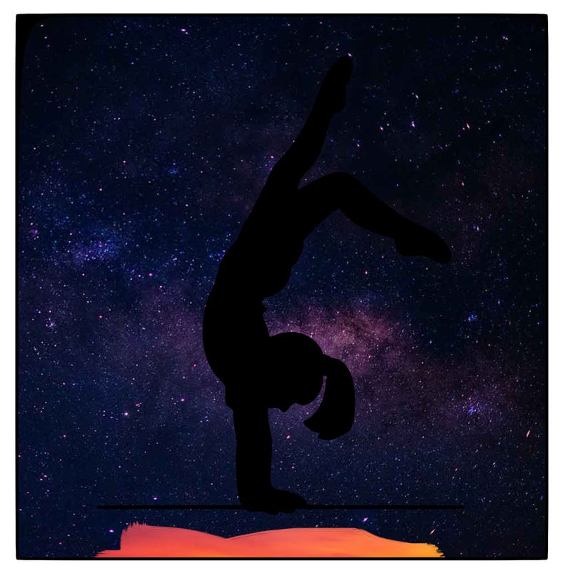 gymnastics doing a handstand also a girl
