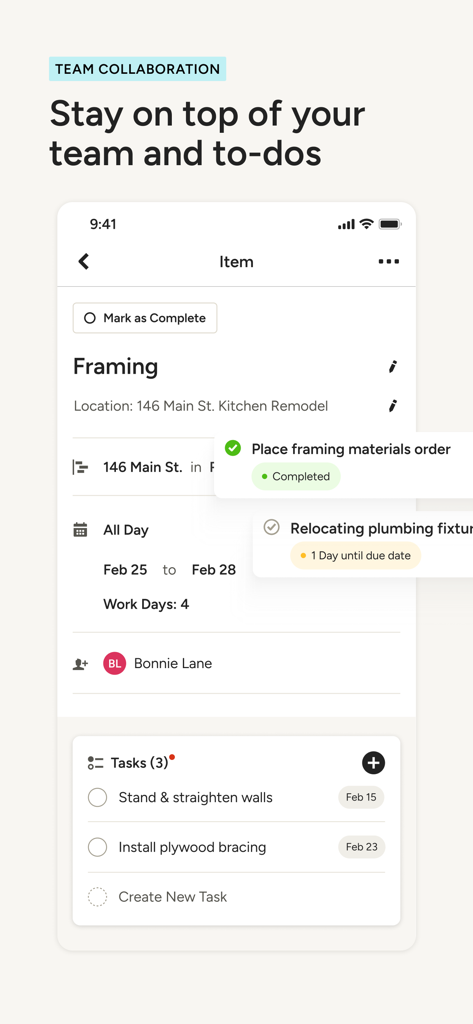 Houzz Pro - Houzz Pro App-Oberfläche mit Funktionen für Projekt aufgabenverwaltung und Teamkollaboration für Fachleute für Hausverbesserungen