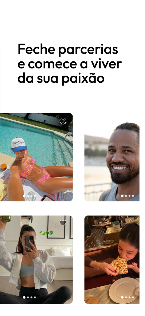 BrandLovers - Grid of diverse content creators on the BrandLovers app showcasing brand partnership opportunities.