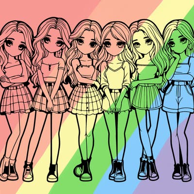 a group of girls realistic