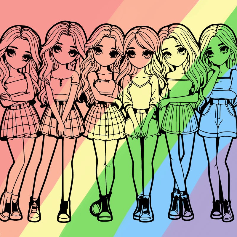 a group of girls realistic