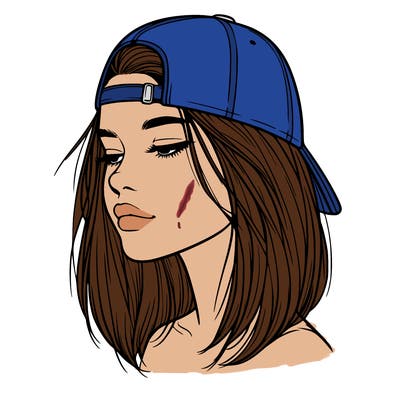 realistic  girl with a backwards hat
