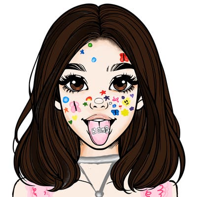 realistic girl with her tongue out