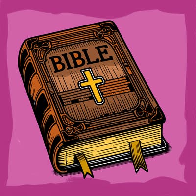 realistic book with the words bible on it