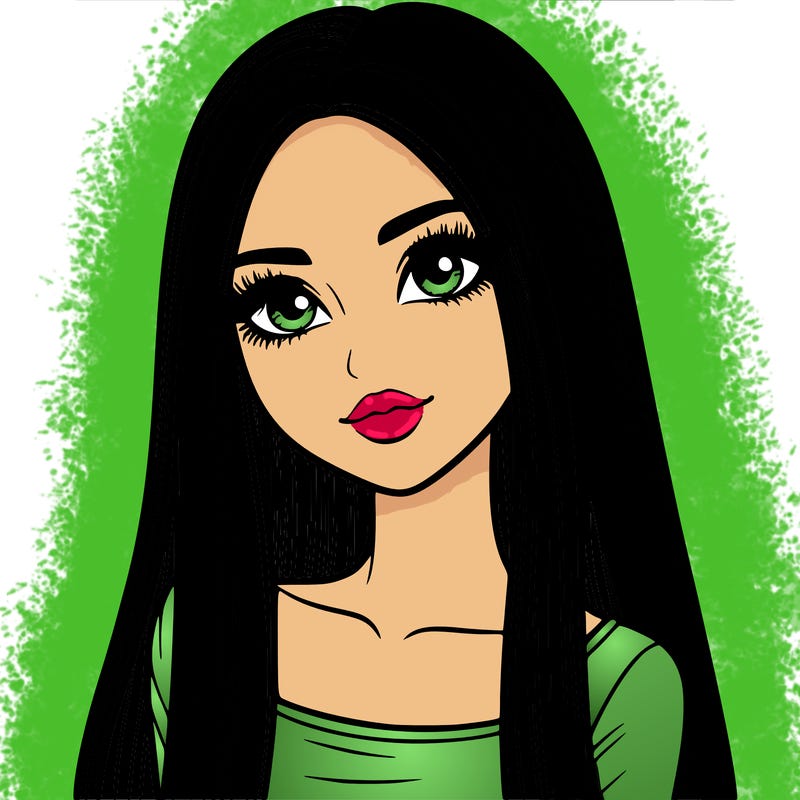 realistic girl with straight and long hair