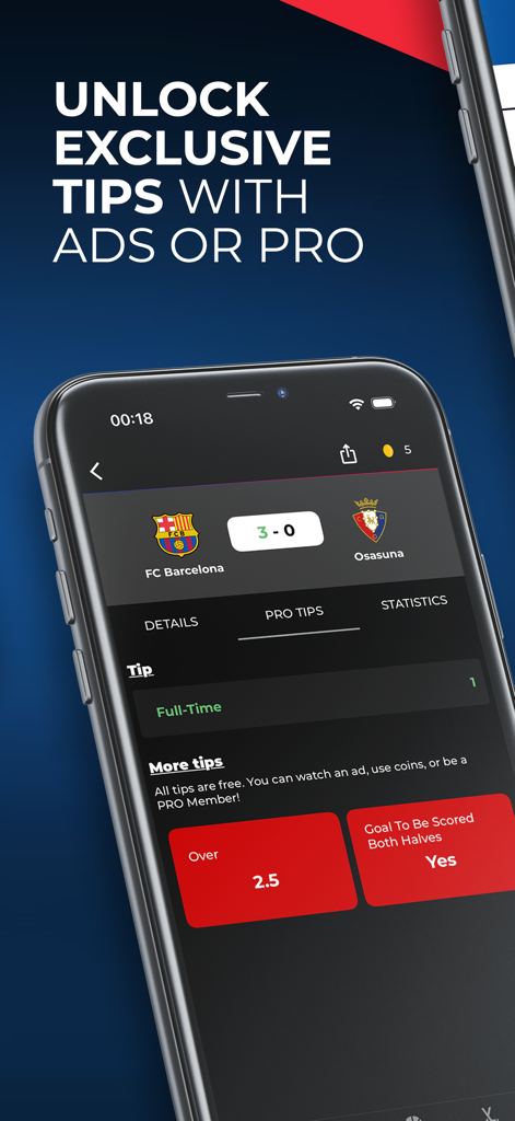 TejTips – Daily Sports Tips - TejTips 앱 화면, 프로 베팅 팁 및 축구 경기 통계 표시