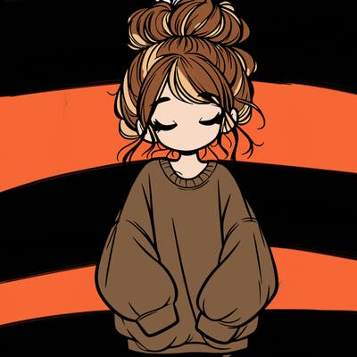 girl with baggy sweatshirt and messy bun