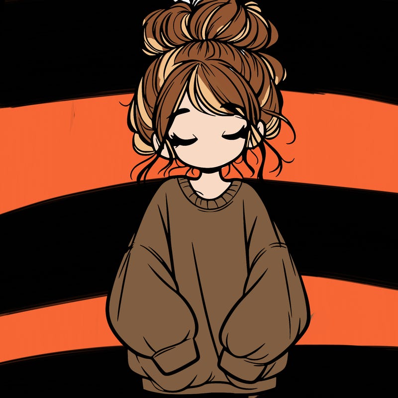 girl with baggy sweatshirt and messy bun