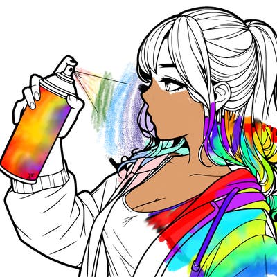 a realistic girl spray, painting