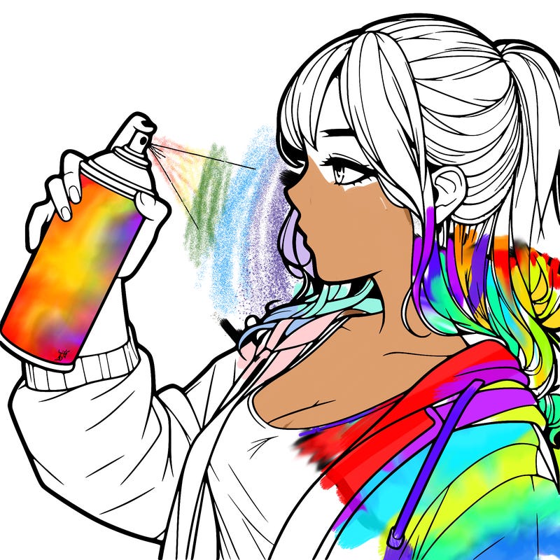 a realistic girl spray, painting