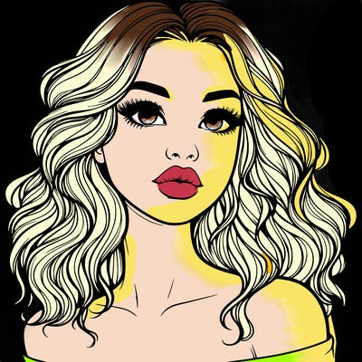 realistic girl with wavy hair and lips