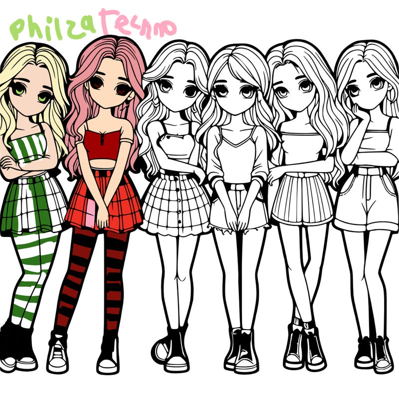 a group of girls realistic