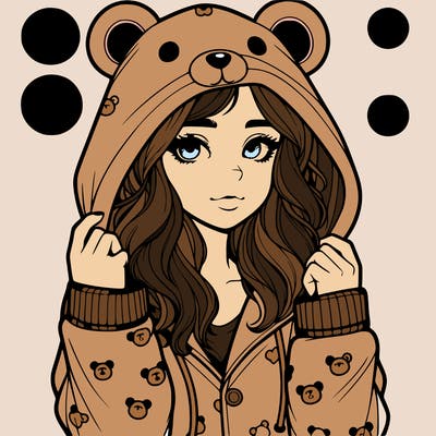 realistic girl in a animal pjs hoodie