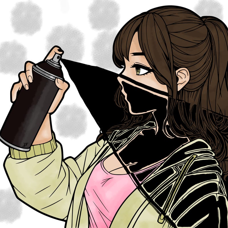 a realistic girl spray, painting