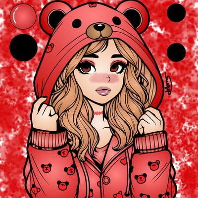 realistic girl in a animal pjs hoodie