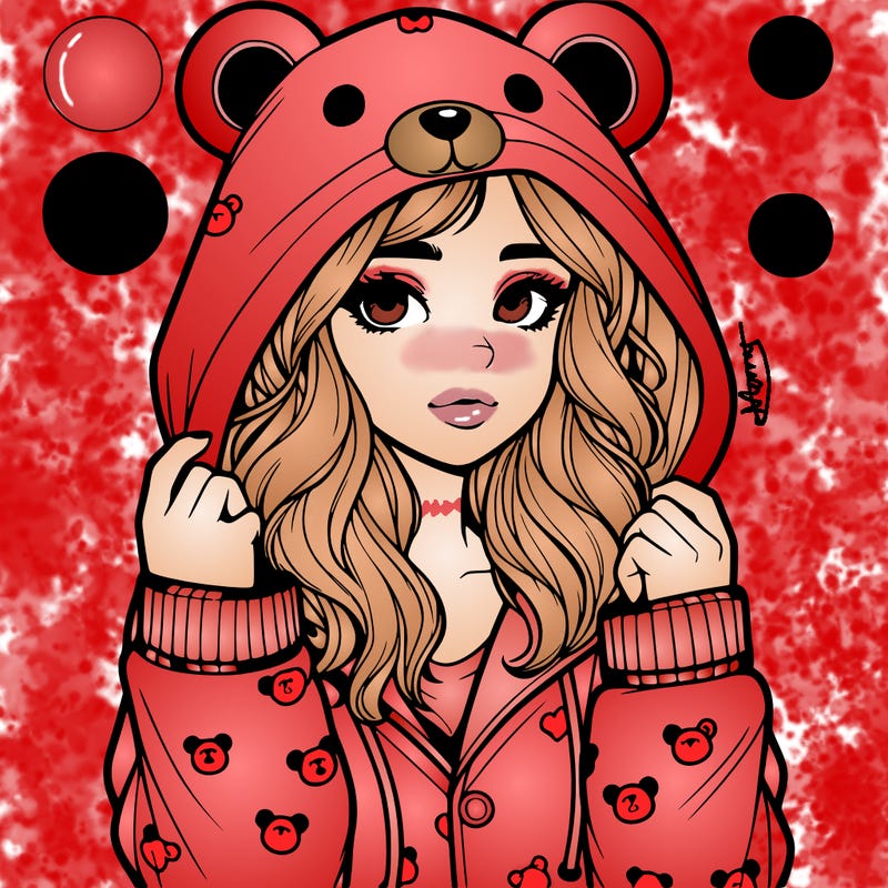 realistic girl in a animal pjs hoodie