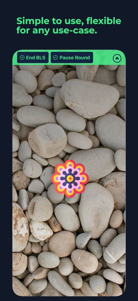 BLS by Easy EMDR - Colorful mandala stimulus moving over stones in the Easy EMDR therapy app