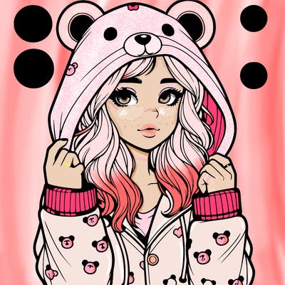 realistic girl in a animal pjs hoodie