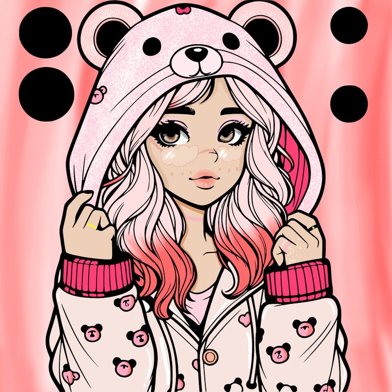 realistic girl in a animal pjs hoodie