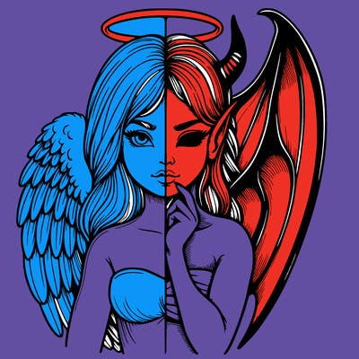 realistic angel half demon