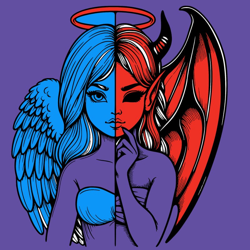 realistic angel half demon