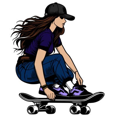 realistic girl skateboard rider