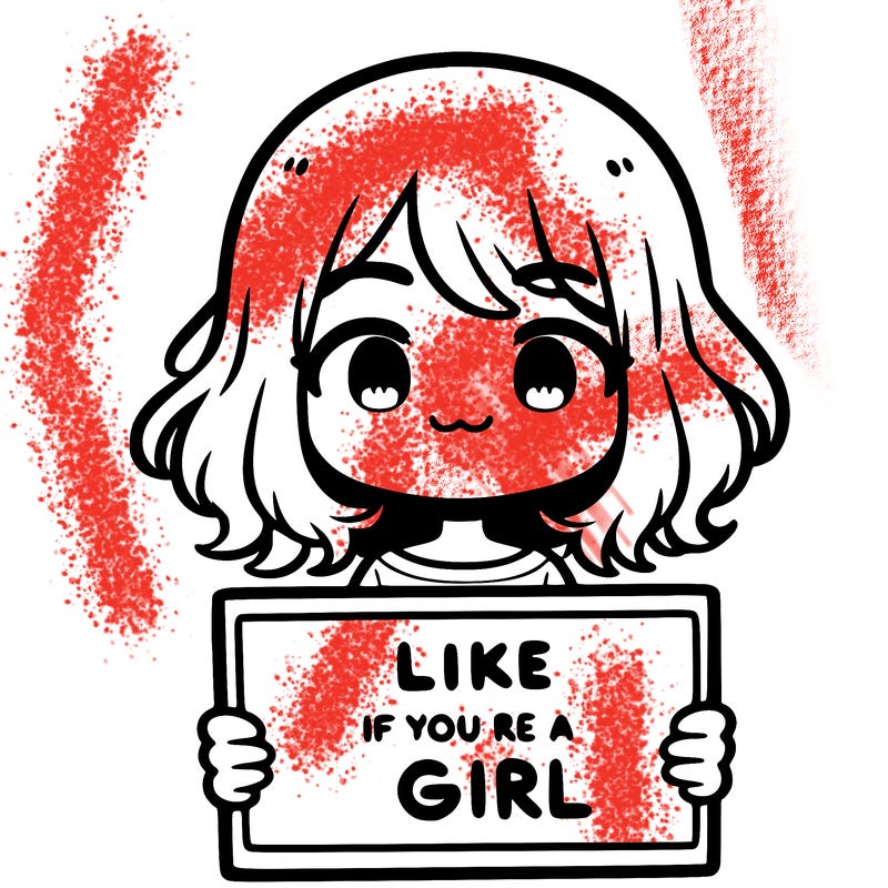 a cute girl holding a sign that says like if you’re a girl