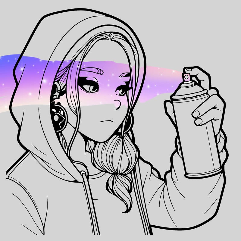a realistic girl, spray painting