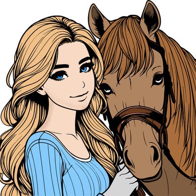 realistic girl with horse