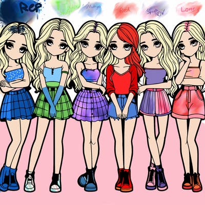 a group of girls realistic