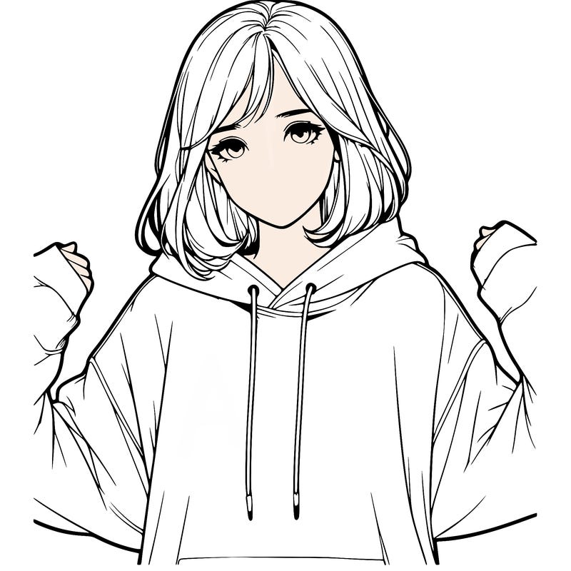 a realistic girl in a hoodie