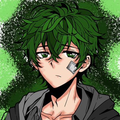 anime manga male with messy hair and a scar