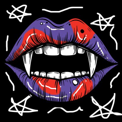 lips with vampire teeth
