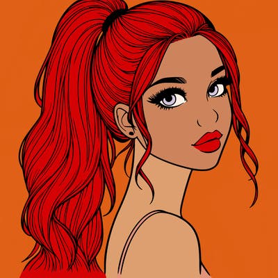 realistic pretty girl with high pony tail