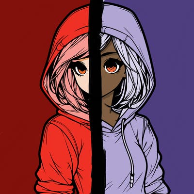 realistic girl with hoodie