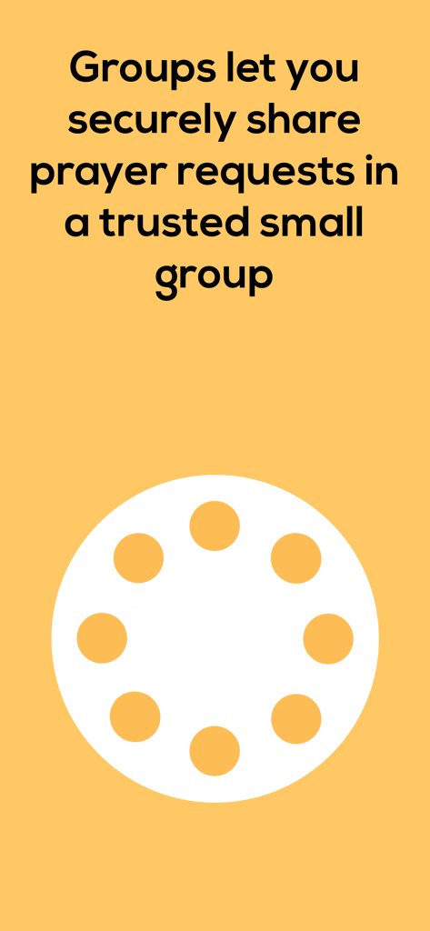 PrayerMate - Christian Prayer - A screenshot from PrayerMate explaining how users can securely share prayer requests in a trusted small group.