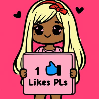 girl holding a sign saying 10 likes pls