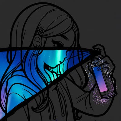 a realistic girl spray painting