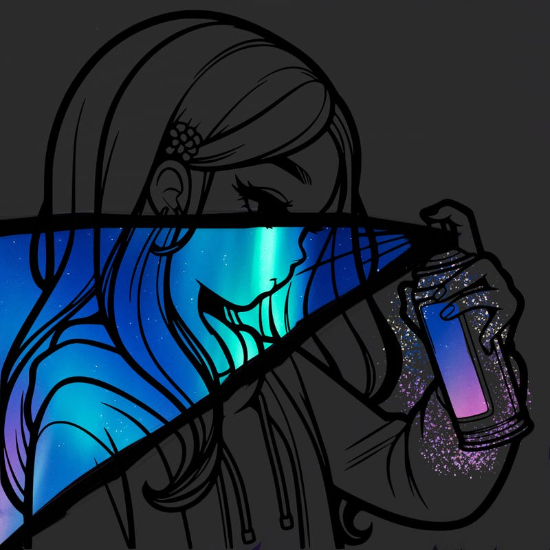 a realistic girl spray painting