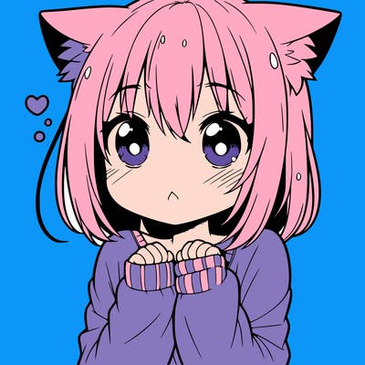 shy anime catgirl
