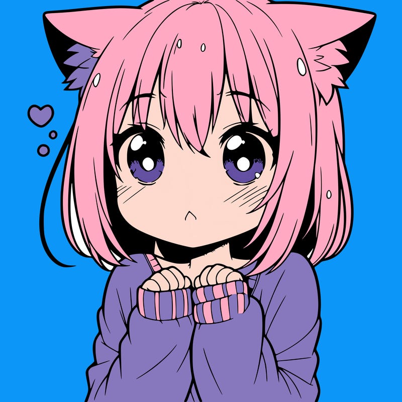 shy anime catgirl