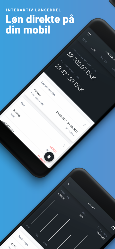 Interface de l'application Zenegy Payroll montrant une fiche de paie interactive et des données fiscales sur un smartphone