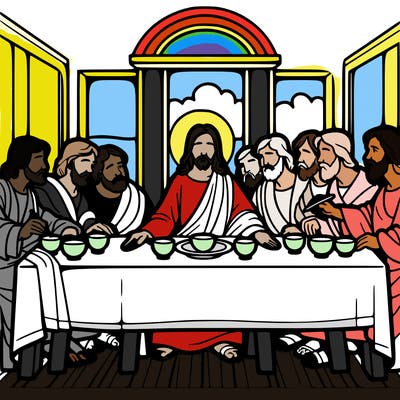 jesus shares the last supper with twelve apostles