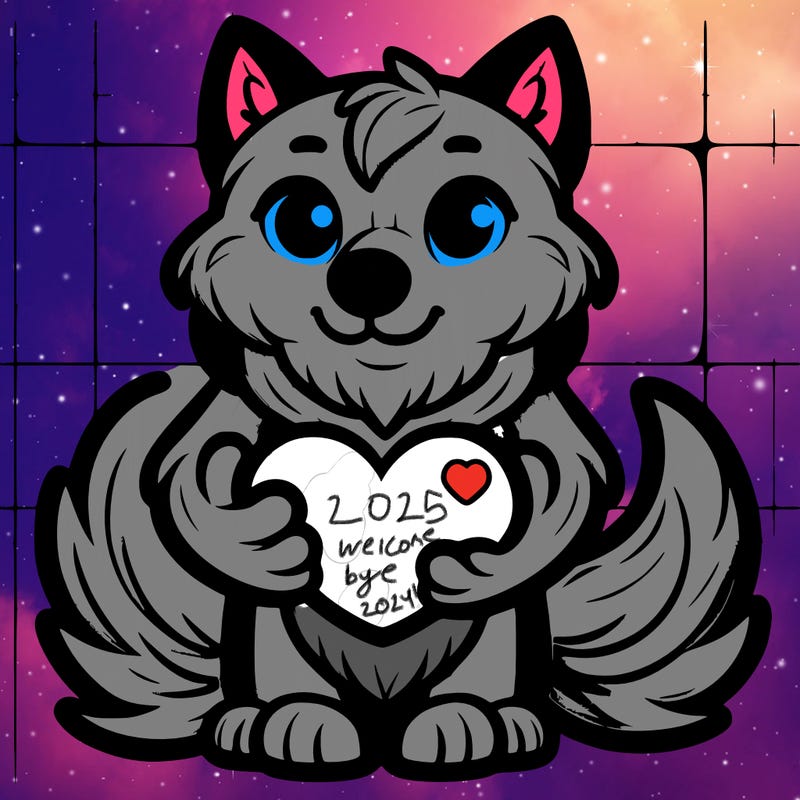 wolf holding a heart detailed