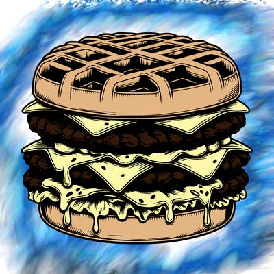 realistic waffle burger
