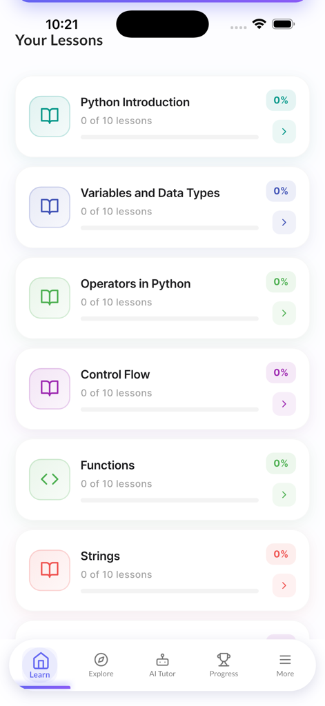 A list of python lessons including introduction variables and control flow
