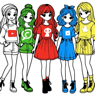 a group of five girls