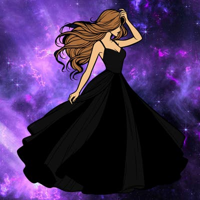 realistic woman with dress flowing in the wind