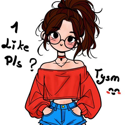 girl with a messy ponytail glasses a baggy crop top and jean shorts